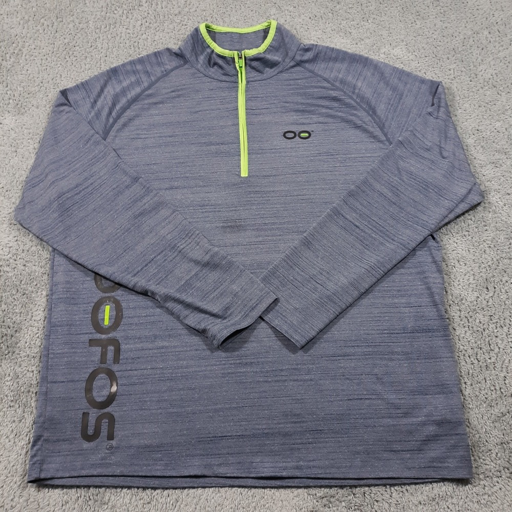 Oofos Recovery Gear 1/4 Zip Pullover Sweatshirt Mens XL Blue Raglan Sleeve